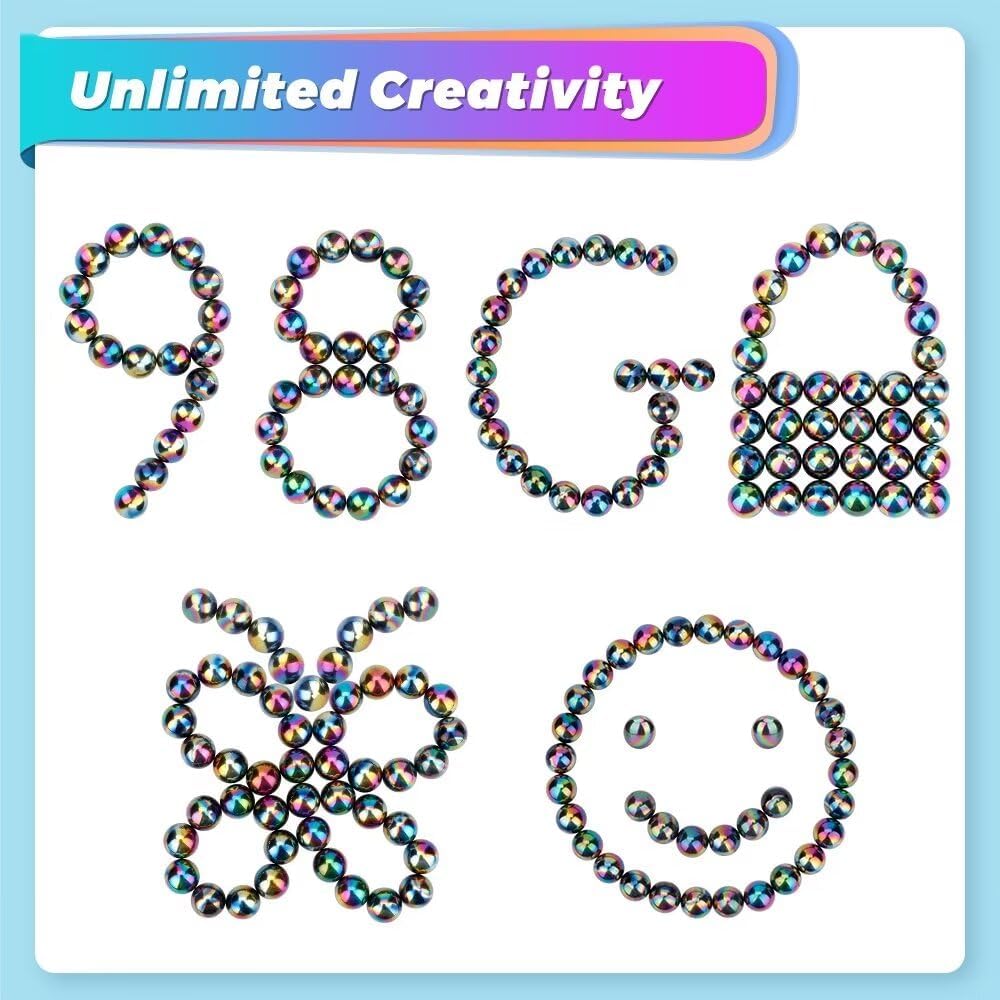 Dilabnba 28PCS Rainbow Hematite Magnetic Ball Fidget Toy for Adults, Men Women Magnetic Hand Roller Office Desk Toys for Gifts, Science Kit Rare Earth Magnets with Fiber Case