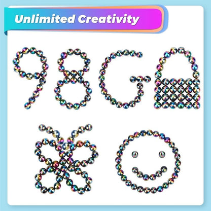 Dilabnba 28PCS Rainbow Hematite Magnetic Ball Fidget Toy for Adults, Men Women Magnetic Hand Roller Office Desk Toys for Gifts, Science Kit Rare Earth Magnets with Fiber Case
