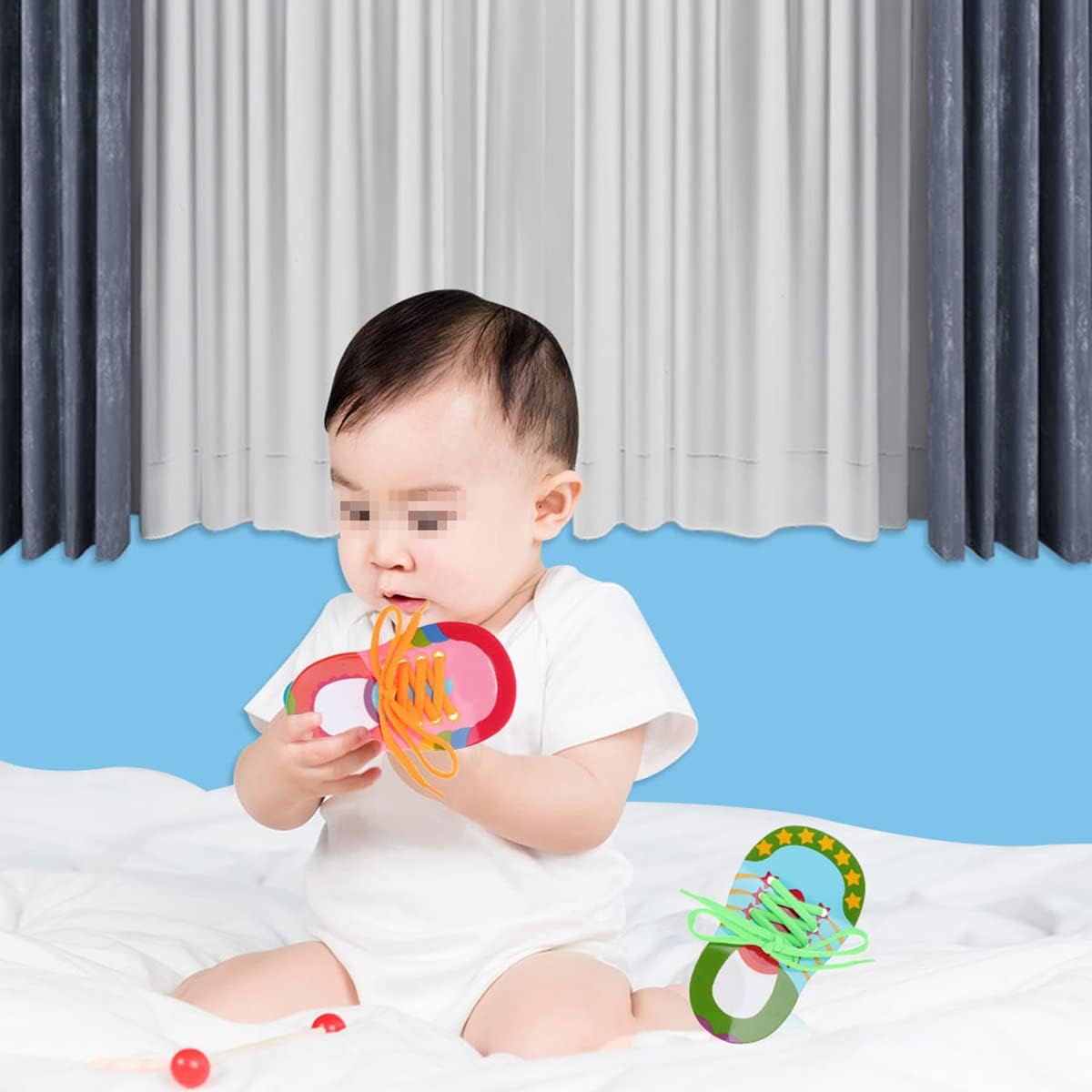 Toyvian Children Shoelace Threading Toy 2Pcs Toddler Lacing Shoes Educational Activity Early Learning Aid for Hand-Eye Coordination and Patience Development