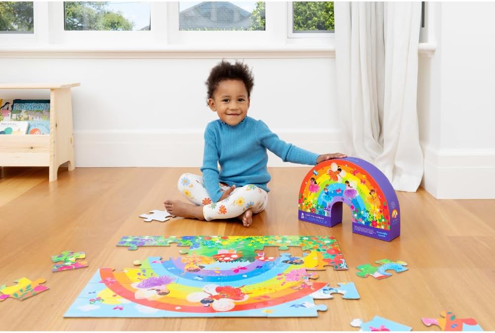 Crocodile Creek 36-Piece Jigsaw Floor Puzzle - Shark Reef - for Kids Ages 3-5 - Heavy-Duty Shaped Box for Storage - 24" W x 18" H Finished