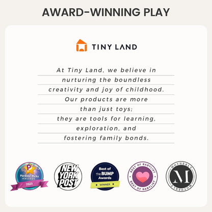 Tiny Land Montessori Baby Toy Set 0-3 Months Newborn Development Sensory Play Kit - 5-in-1 Mirror, Black & White Card Set, Rolling Bell, Play Mat, and Bed Wrap
