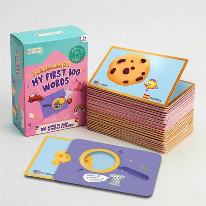 Kidrox Squad Alphabet Flashcards for Kids – 26 Slide-Reveal Cards in English & Spanish | Magic Pull-Tab Bilingual Learning Game for Toddlers & Preschoolers Age 3+