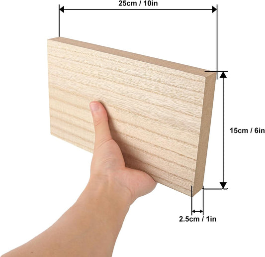 10 Pack Unfinished MDF Wood Rectangle Blocks, 3 x 10 Inch Wooden Blocks for Crafts, DIY Projects, and Custom Decor