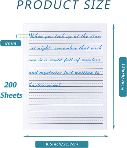 Handwriting Paper Kindergarten for Kids, Ruled Practice Writing Paper for Kids, 100 Sheets, 100gsm White Writng Papers, 8.5 x 11 Inch Writing Paper with Lines for Kindergarten
