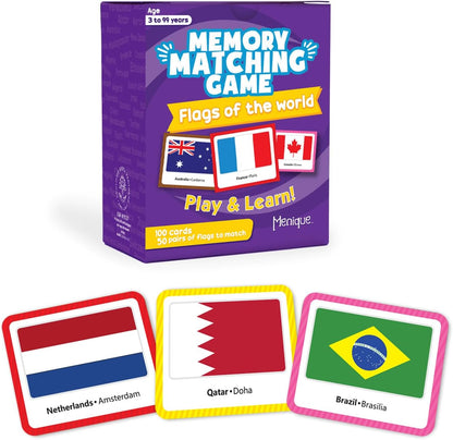 Menique Wild Animals Memory Matching Game – 80 Cards (40 Pairs) with Real Photos – Includes Educational Booklet with Animal Facts – Fun & Cognitive Game for Kids and Adults