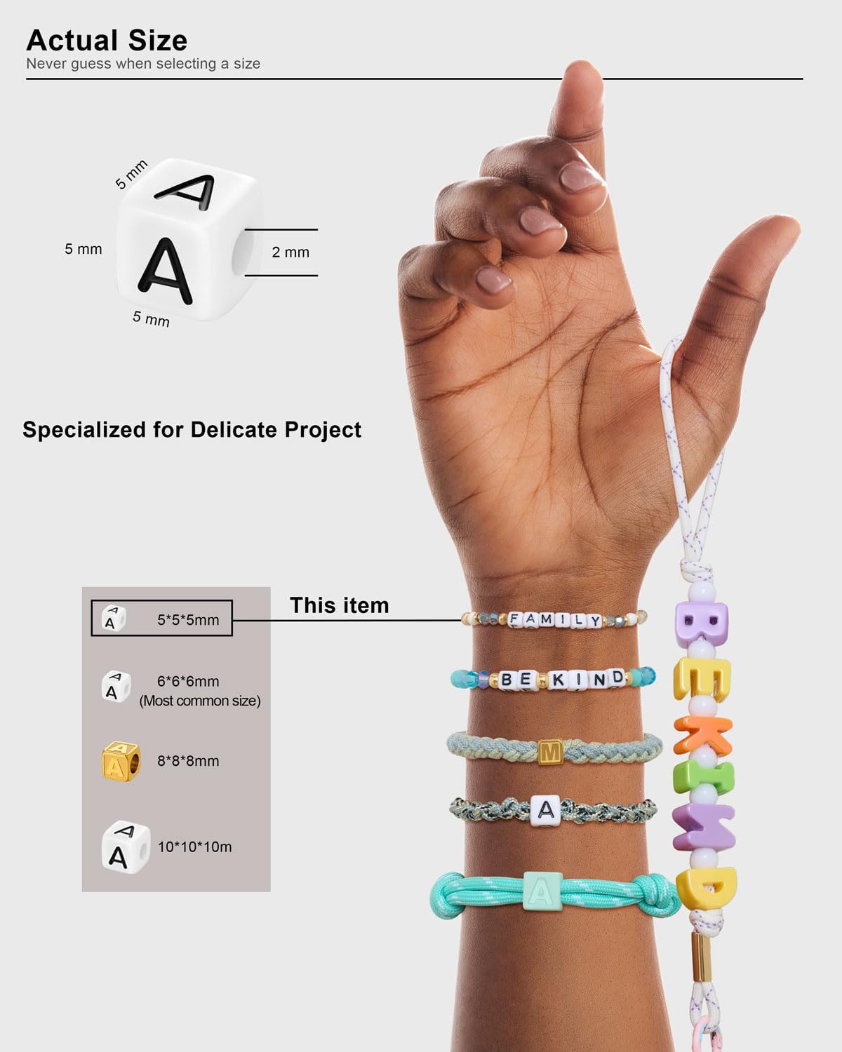DoDoBeads 1270 Pcs Letter Beads Kit, White and Colorful Square Acrylic Alphabet Beads with Extra Vowels, Numbers & Spacers, Perfect for Friendship Bracelets