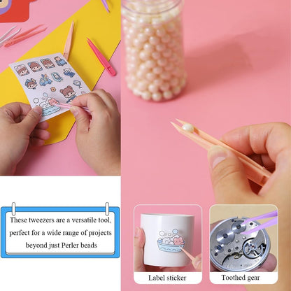 15 Pieces Blue Plastic Tweezers 3.14 Inch Craft Tweezers Forceps Thickened Plastic Sturdy Fine Motor Skill Learning for Perler Beads Jewelry Making Family Classroom School Ckyleole