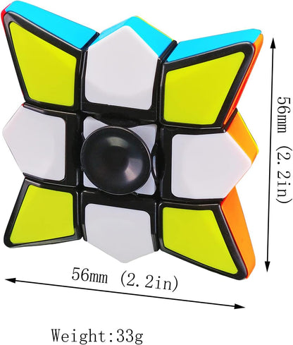 TANCH Magic Spinner Cube 2 in 1 Stickerless Brain Teasers Magic Puzzle Spinning Top Cube Rotatable Stress Relief 1X3X3 Finger Speed Cube Floppy Anti-Anxiety Fidget Toys Game for Kids Adults
