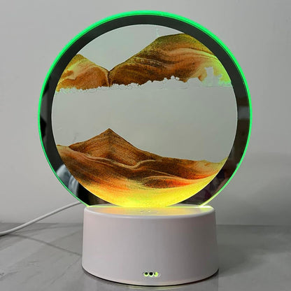 Moving Sand Art Picture Round Glass 3D Deep Sea Sandscape in Motion Display Flowing Sand Frame, Large Desktop Art Toys, Home & Office Desktop Decorations(Black, RC-Crotrol)