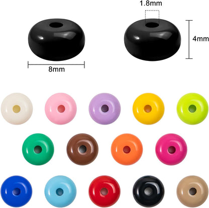 500PCS 8mm Acrylic Lentil Beads, White Abacus Beads Loose Beads for Crafts, Acrylic Spacer Beads for Jewelry Bracelet Necklace Making, Beads for Pens Charms Crafts, Small