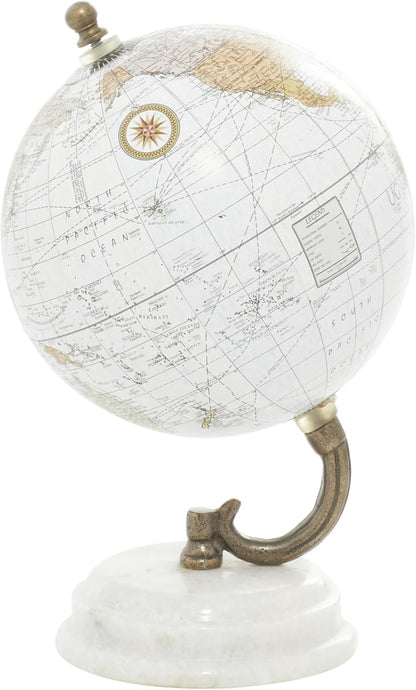 Deco 79 Marble Globe with Marble Base, 5' x 5' x 8', Teal