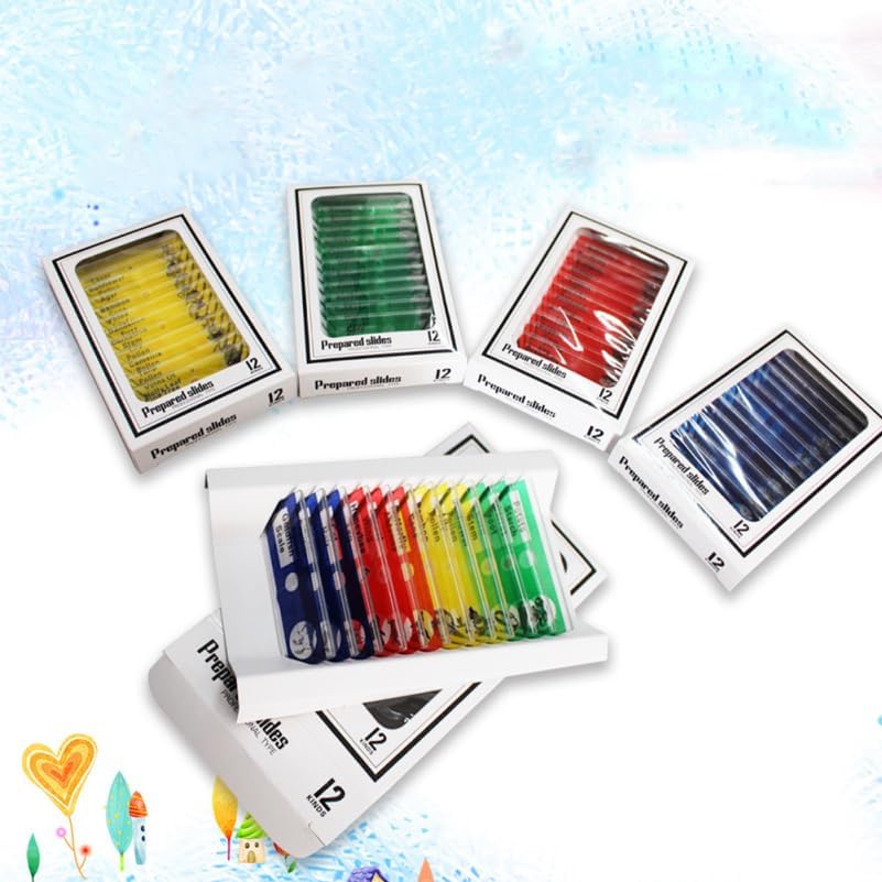 Gatuida Kids Microscope Accessories 12pcs Plastic Slides Prepared Specimens Set