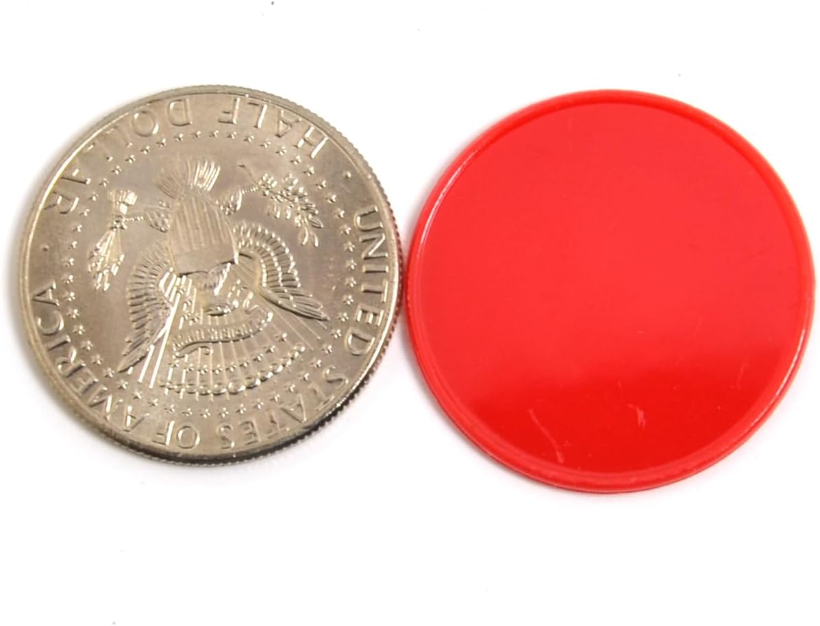 Smartdealspro 100pcs 32mm/1.26 Inch Opaque Plastic Learning Counters Disks Mini Poker Chips Game Tokens with Storage Box (Red)