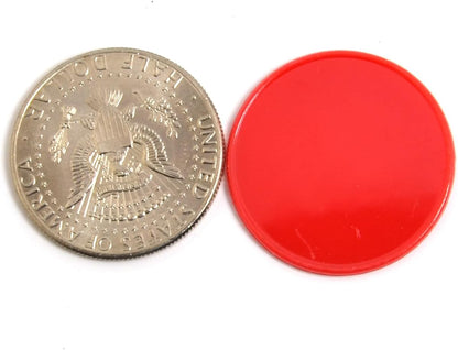 Smartdealspro 100pcs 32mm/1.26 Inch Opaque Plastic Learning Counters Disks Mini Poker Chips Game Tokens with Storage Box (Red)