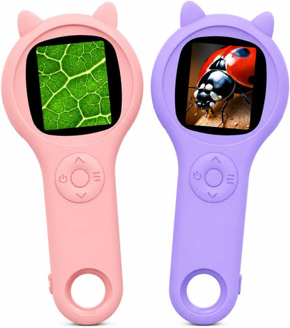 Microscope for Kids - Electronic Handheld Magnifying Glass for Children-STEM Outdoor Science Kit for Summer Travel & Camping Toy,Birthday Gifts Toys for 5-8 9-12 Year Old Girls（Purple）