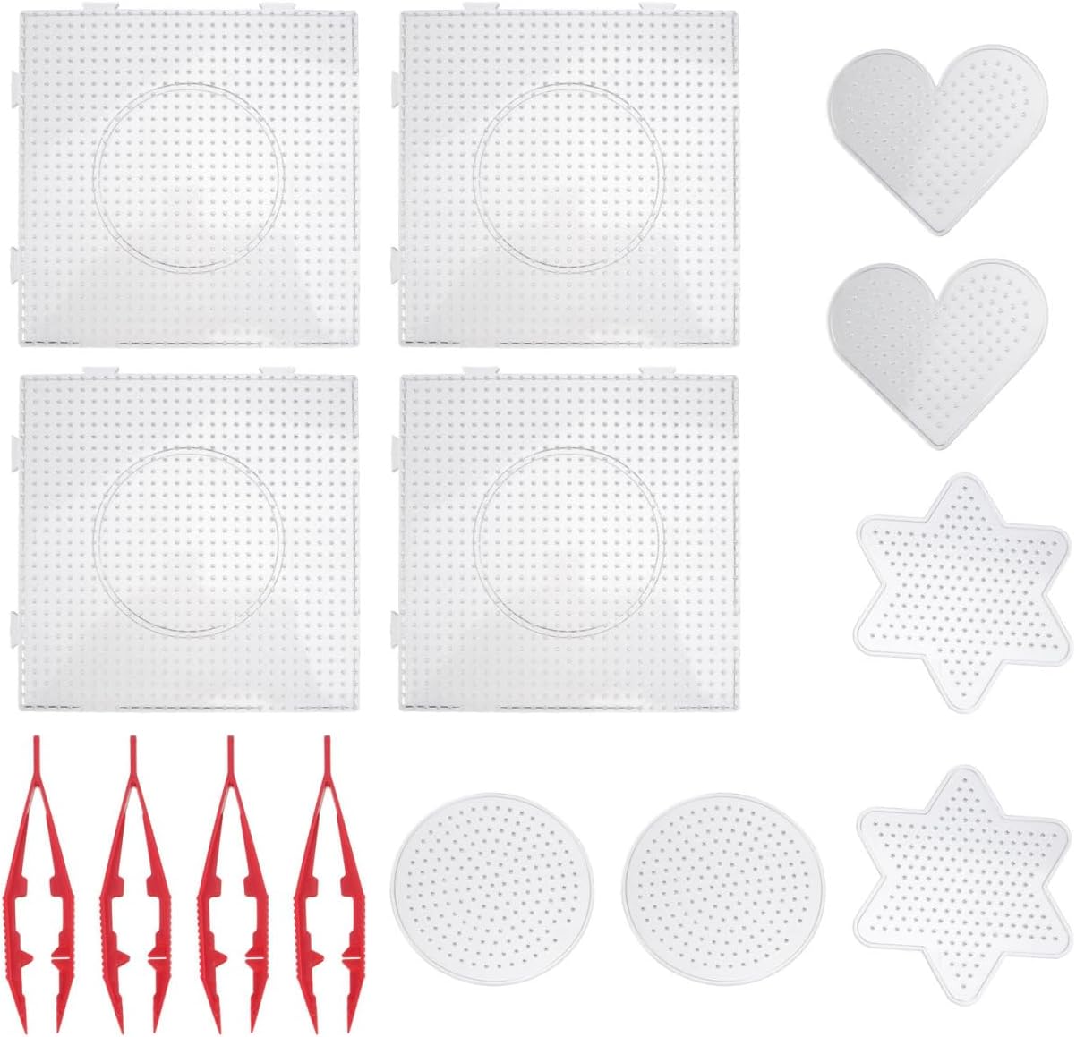 GALPADA 14Pcs Fuse Beads Boards Set with Interlocking Plastic Pegboards and Tweezers Kids Craft Beading DIY Educational Tool for Creative Projects