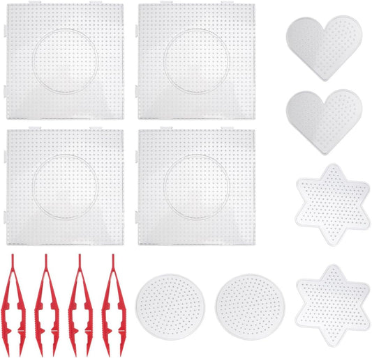 GALPADA 14Pcs Fuse Beads Boards Set with Interlocking Plastic Pegboards and Tweezers Kids Craft Beading DIY Educational Tool for Creative Projects