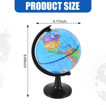 KISEER Rotating World Globe 6 Inch Spinning Earth Globe with Stand for Kids Learning Geography Classroom Education or Office Home Decorations