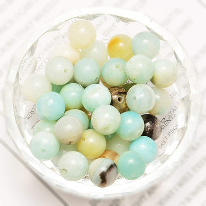 NCB 100pcs Original Natural Stone Beads Gemstone Round Loose Beads 6mm 8mm 10mm (Blue Aventurine, 6mm 100Beads) - Colors A