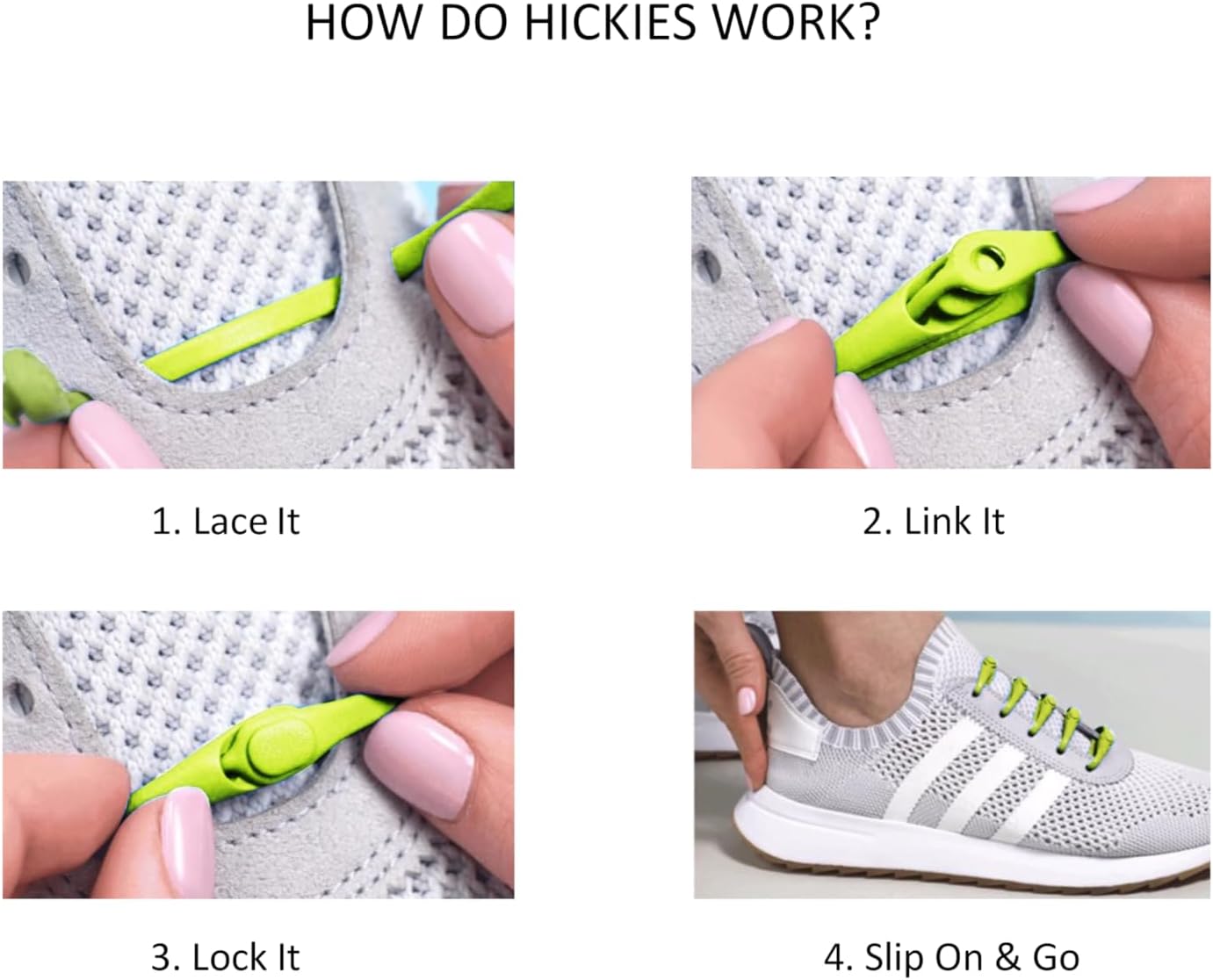HICKIES No Tie Shoelaces – Elastic, Waterproof, Unisex Shoelaces for Adults, One Size Fits All for Sneakers & Running Shoes