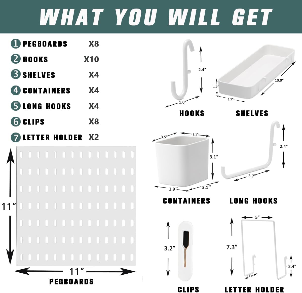 8-Pack 22"x44" Plastic Pegboard Panels Durable Modular Organizer Boards for Wall Storage, Garage, Workshop & Craft Room – Lightweight & Easy to Install