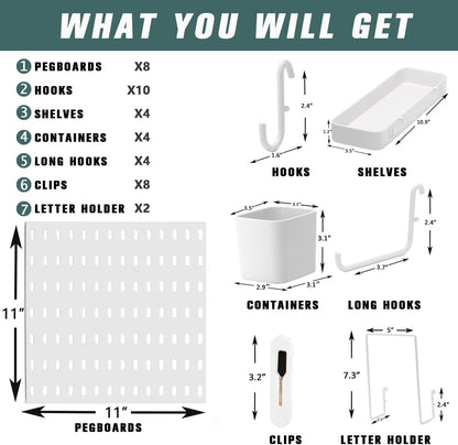 8-Pack 22"x44" Plastic Pegboard Panels Durable Modular Organizer Boards for Wall Storage, Garage, Workshop & Craft Room – Lightweight & Easy to Install