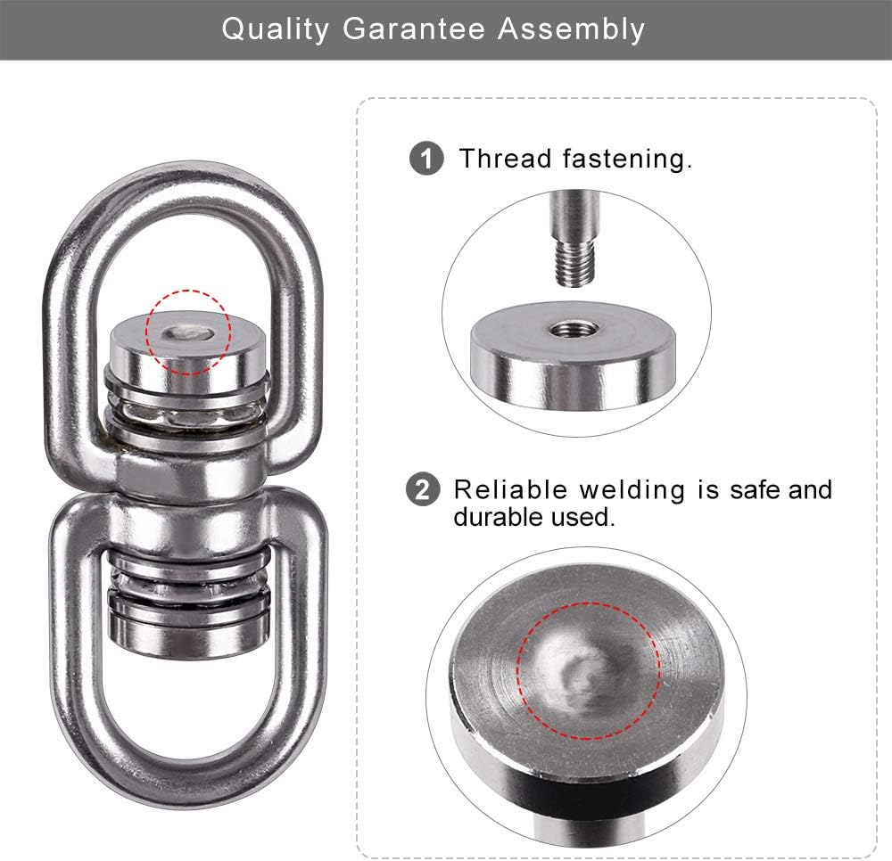 SELEWARE Silent Bearing Swing Swivel, 360° Rotational Device Hanging Accessory with Removeable Buckle for Tree Swing, Hammock Chair, Climbing Rope, Yoga, Kids Swing Swivel 1200LB Capacity, 2 Pack