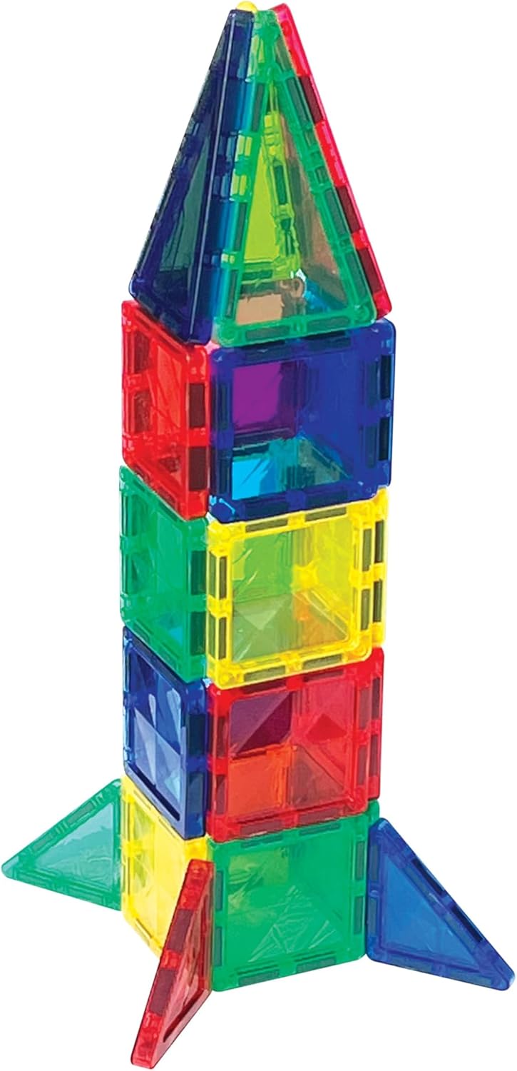 CreateOn Crayola Mini Magnetic PIP-Tiles, Building Set for Kids, Magnetic Building Toys for Kids, STEM Travel Toys for Boys and Girls Ages 3+, 24-Piece Set (Glitter)