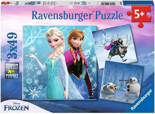 Ravensburger Disney Frozen Winter Adventures Puzzle Set - 3 x 49-Piece Jigsaw Puzzles for Kids | Unique Piece Design | Enhances Concentration & Creativity | FSC-Certified Materials