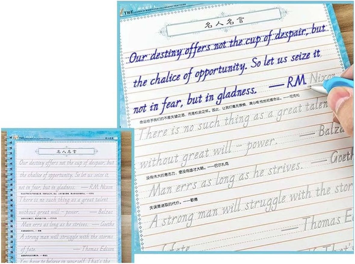 Italic English Practice Copybook, 3D Groove Practice English Calligraphy Copybook Handwriting Practice Book, Letters and Words