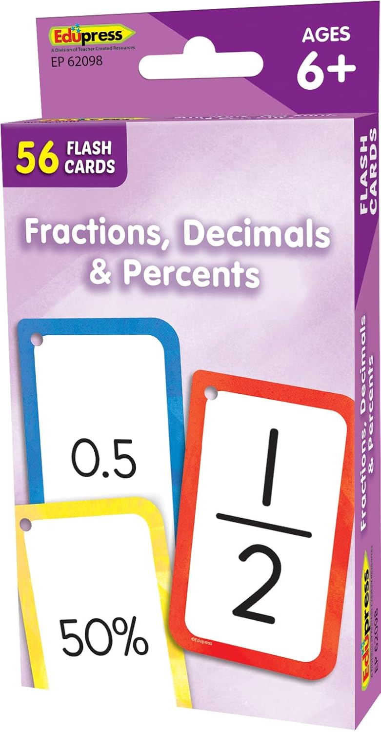 Teacher Created Resources Fractions, Decimals & Percents Flash Cards (EP62098)