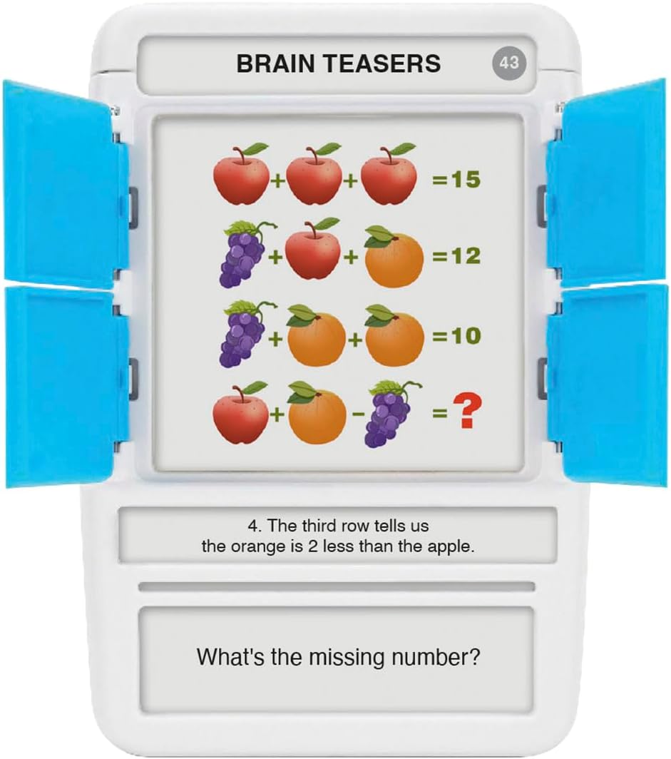 100 PICS Brain Teasers Travel Game - Solve 100 Puzzles | Flash Cards with Slide Reveal Case | Card Game, Gift, Stocking Stuffer | Hours of Fun for Kids and Adults | Age 6+