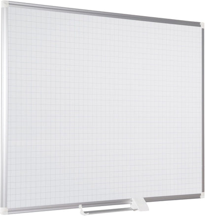 MasterVision gridded Magnetic Steel Dry Erase Planning Board, 1 x 2 Grid, 36 x 24, White Surface, Silver Aluminum Frame