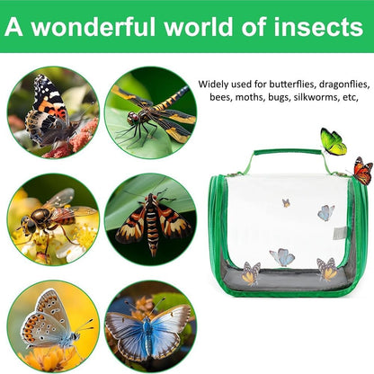 Small Butterfly Habitat Transparent Bug Mesh Cage Portable Caterpillar Enclosure Terrarium Critter Net Cage Breathable Lizard Pigeon Outdoor Observation Container Dragonfly Habitat, 11’’*7’’*6.7’’