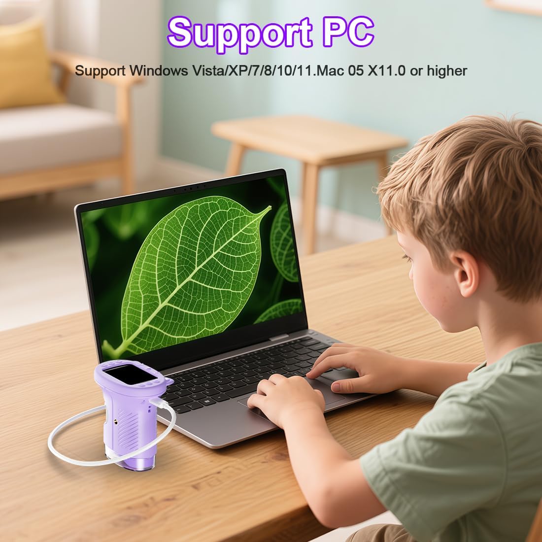 1000X Handheld Digital Microscope for Kids, 4K Kids Microscope with 2.4" Screen, 200–1000X Magnification, Portable STEM Educational Toy for Boys and Girls Ages 5–12 (White)