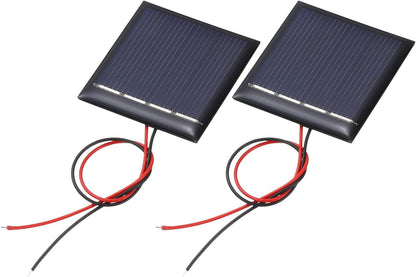 MECCANIXITY 2 Pcs 5.5V 0.44W 70mA Mini Solar Panels, Small Polycrystalline Solar Cell Panel with 2 Cable for DIY Electric Toy Materials Kits Charger, 60mm x 60mm