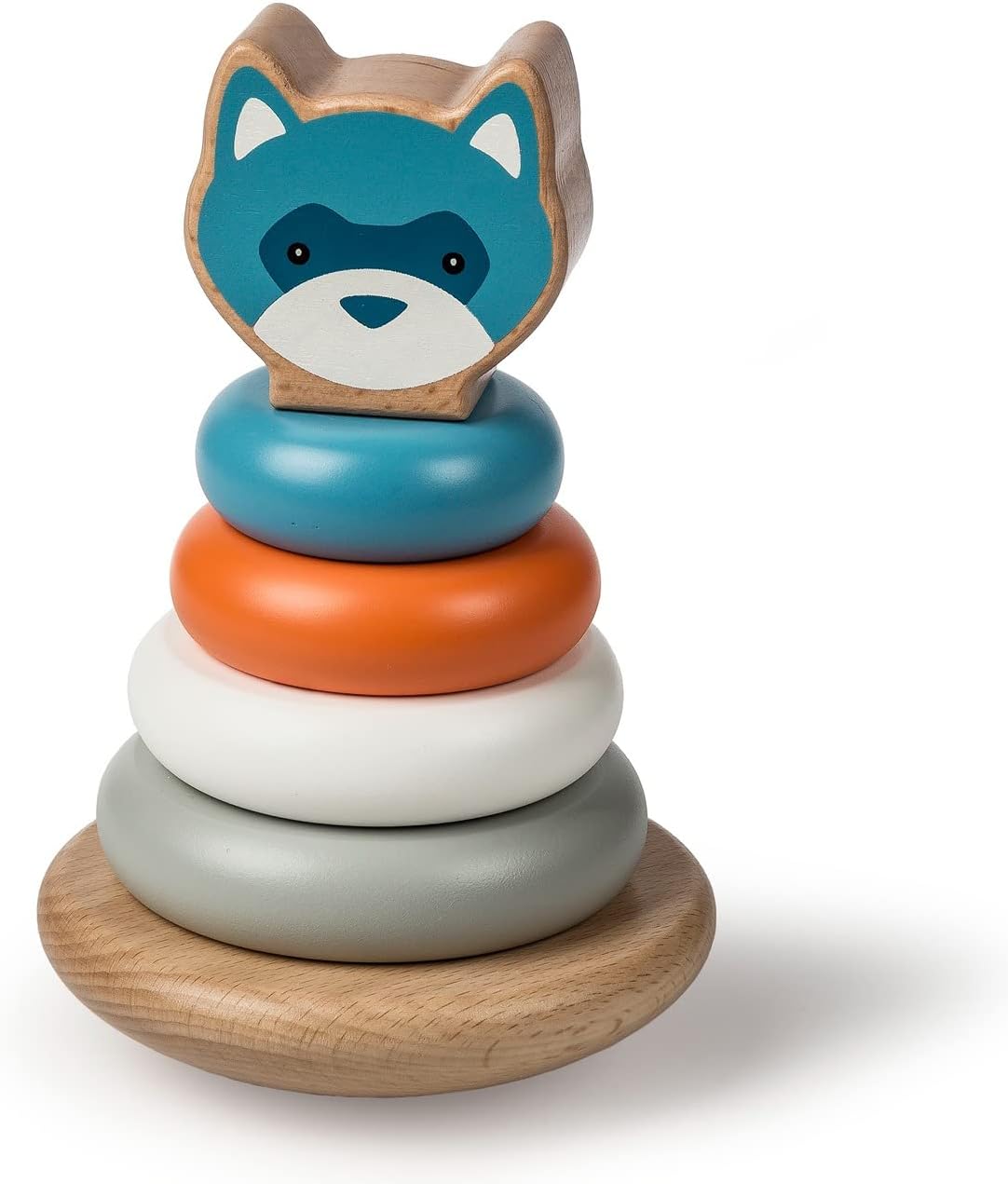Mary Meyer Leika Wooden Toys Stacking Rings Montessori Toys for 24+ Months Old Toddler Preschool Gifts, 4.25 x 7-Inches, Raccoon & Fox
