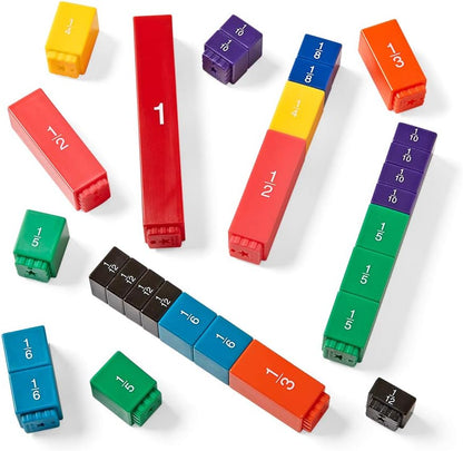 hand2mind Rainbow Fraction Tower Cubes, Fraction Equivalency, Montessori Math Blocks Materials for Kids, Math Manipulatives 4th Grade, Elementary Teacher Must Haves (Set of 51)
