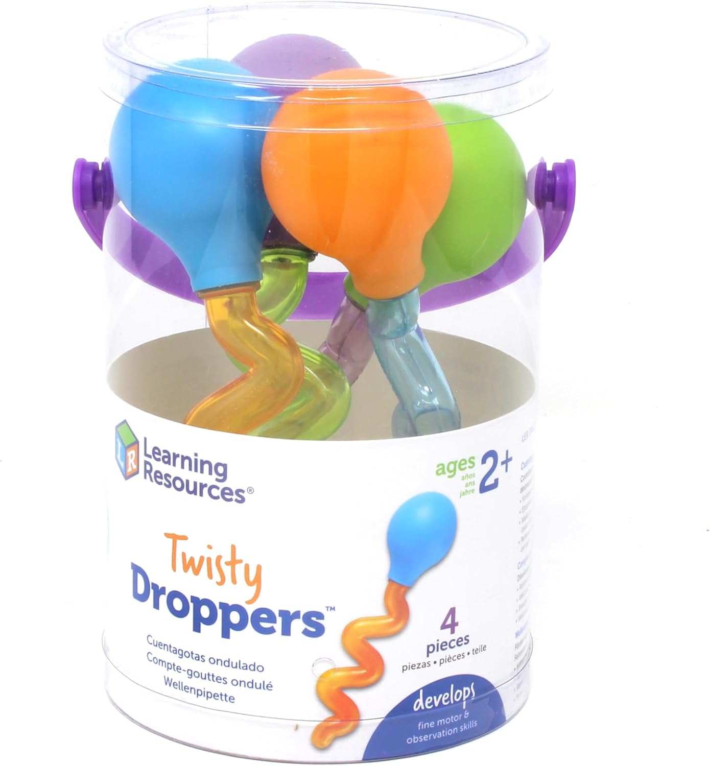 Learning Resources Twisty Droppers, Fine Motor Toy, Science Exploration, Water Dropper, Water Toys for Kids, Set of 4, Ages 2+