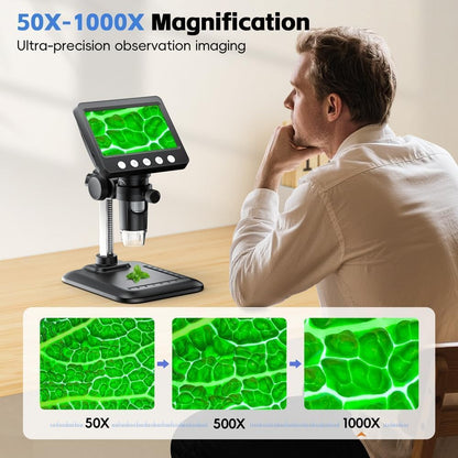 4.3" Digital Microscope for Adults, SKYEAR Coin Microscope 1000X Magnification with 8 Ajustable LED Fill Lights, USB Microscope for Windows/MacOS, Coin Collection Supplies-Black