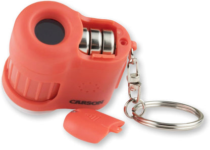 Carson MicroMini 20x Lighted Compact Pocket Microscope, UV and LED Flashlight, Orange (MM-280O)