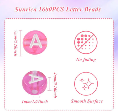 1600Pcs White and Silver Round Letter Beads A-Z, 4X7mm Acrylic Alphabet Beads for Jewelry Making
