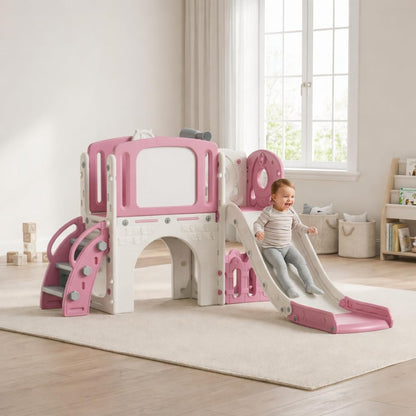8-in-1 Toddler Slide Playground Set for Indoor & Outdoor Fun – Includes Climber, Basketball Hoop, Telescope, Tunnel, and Storage Space for Kids – Perfect for Backyard & Courtyard Activities