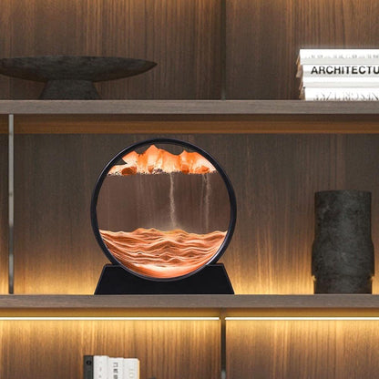 Arthink Moving Sand Art Picture in Motion Round Glass 3D Deep Sea Landscape, Dynamic Sand Art Sandscapes, Sensory Relaxing Desktop