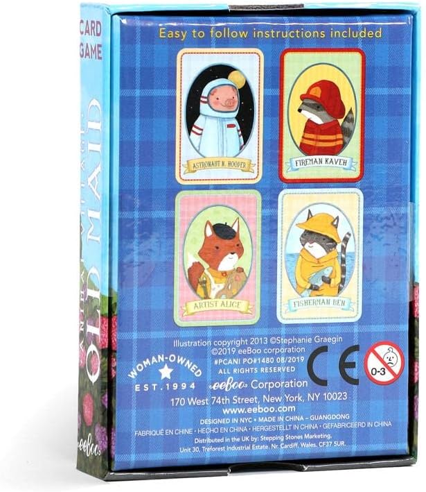 eeBoo Old Maid Playing Card Game - 50 Career Themed Cards, Classic Matching Card Game, Durable Oversized Cards, Screen-Free Fun, Ages 5+