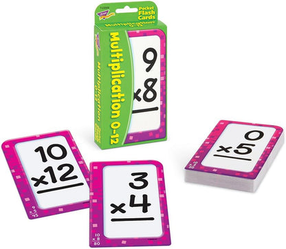 Trend Enterprises: Multiplication 0-12 Pocket Flash Cards, Great for Skill Building and Test Prep, 56 Self-Checking Cards Included, Master 104 Equations and Increase Math Skills, for Ages 6 and Up