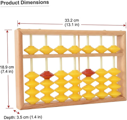 Wooden Abacus for Kids Math, 7 Rods Classroom Abaco with Non-Slip Beads & Hanging Rope, Teacher's Large Abacus for Elementary School