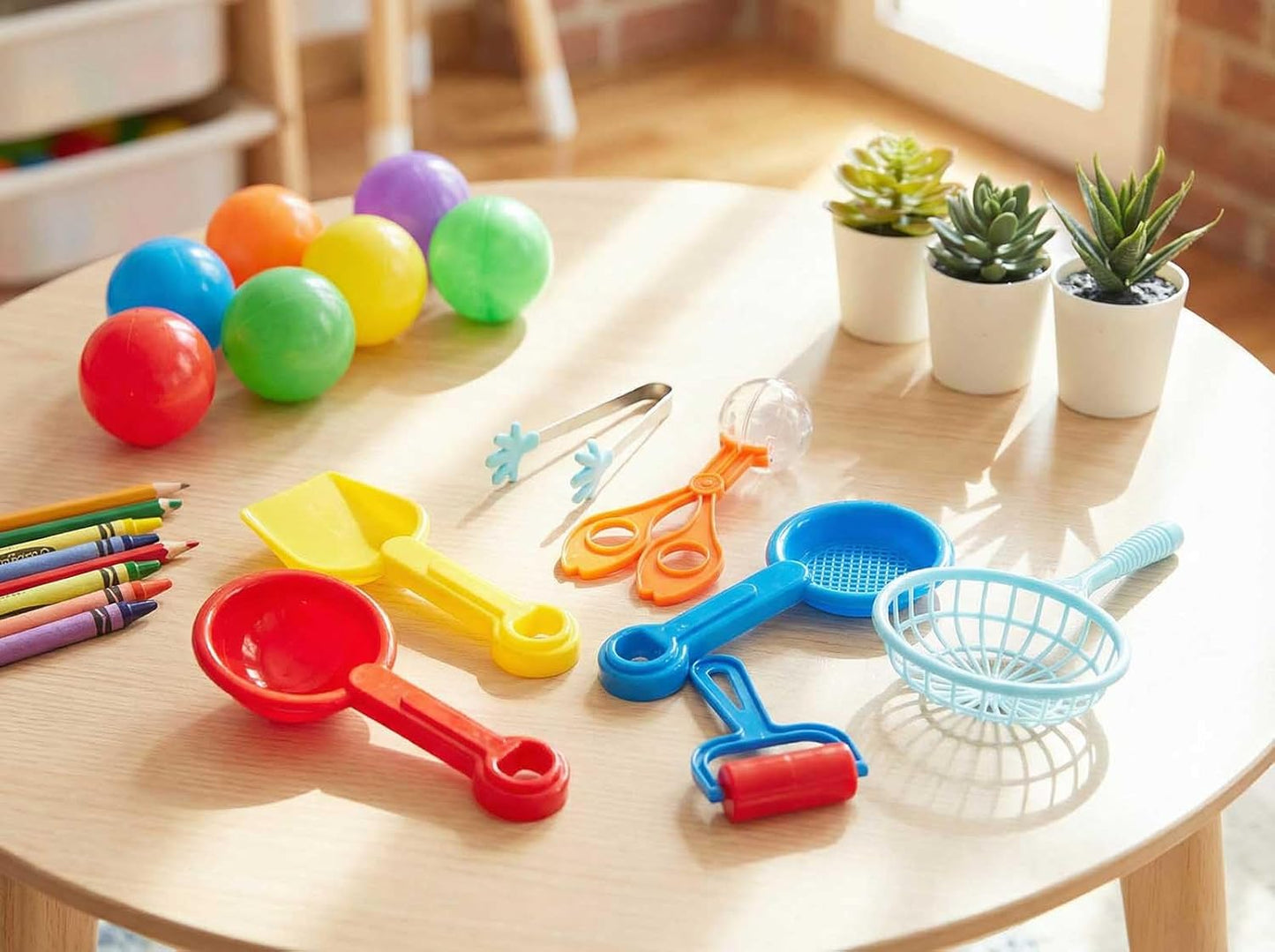 15 Pieces Sensory Bin Filler Sensory Motor Aids, Fine Motor Skills Handy Scooper Set with 5 Scoops, Silicone Tongs, Plastic Forceps, Scissors Clip, Air Pump, Dropper