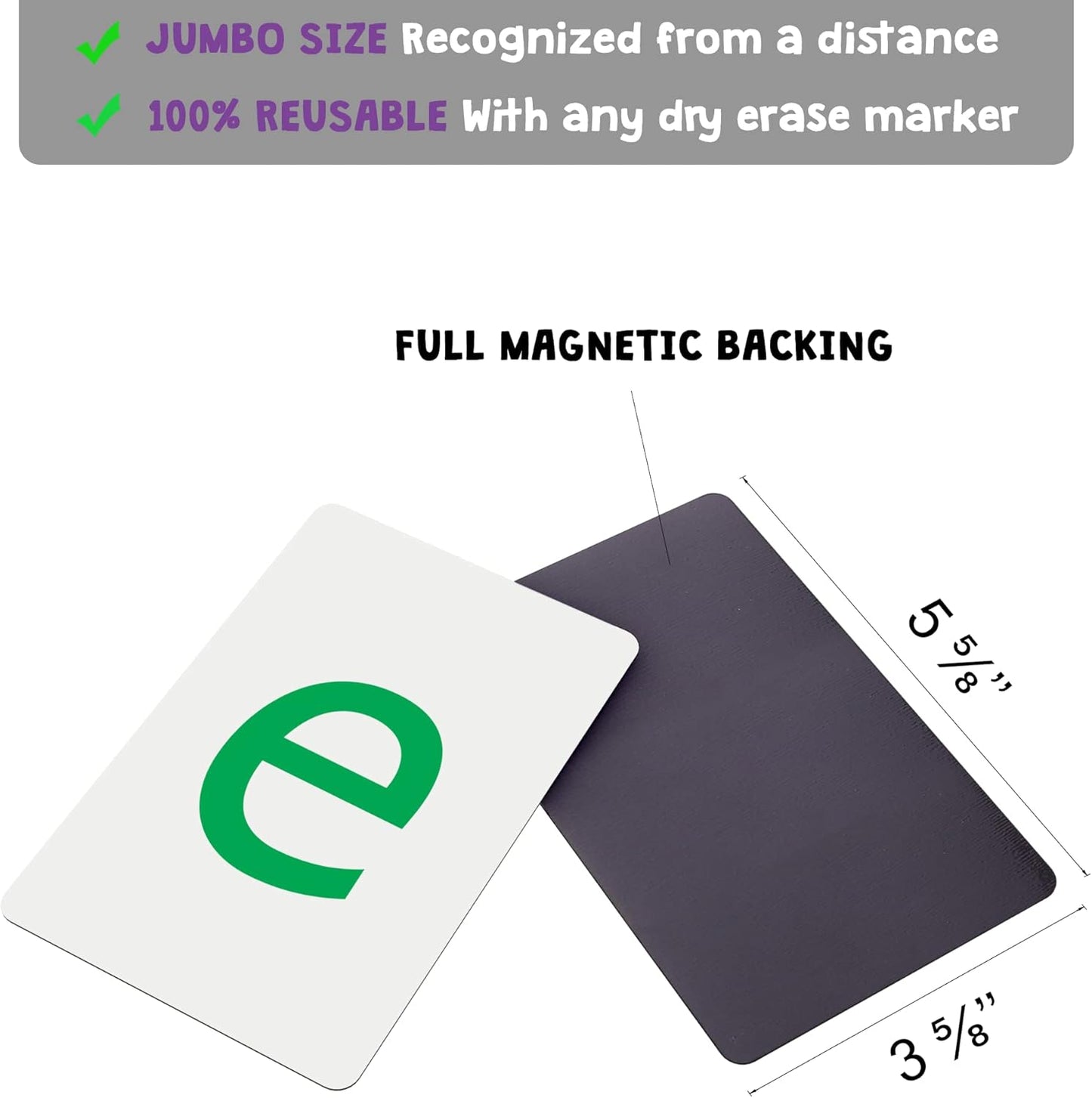 Attractivia Magnetic Big Alphabet ABC Flash Cards - 52 Sturdy Uppercase & Lowercase Large Letters, Black - for Classroom Teachers, Homeschool, ESL, Kids and Adults
