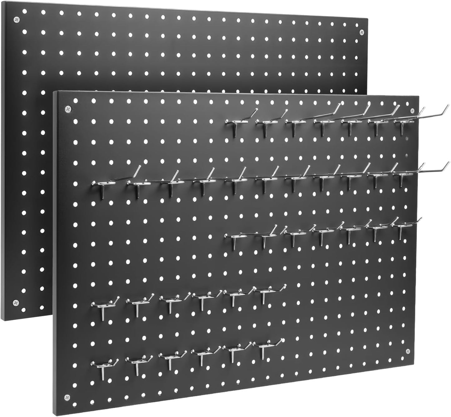 Peg Board, 2 Pack Metal Pegboard Panels Pink Pegboards Wall Organizer with Frame Large Heavy Duty Peg Board with Hooks for Walls Home,Garage Tool Storage,Office Organization,Kitchen 24”×16”